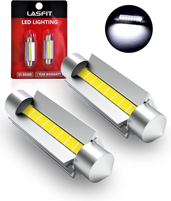 LASFIT 44mm LED Bulb Festoon 561 562 564 567 Bulb Canbus Error Free 400LM 6000K Extremely Bright Use for Trunk Cargo Light, License Plate Bulbs, Xenon White Upgraded(Pack of 2)