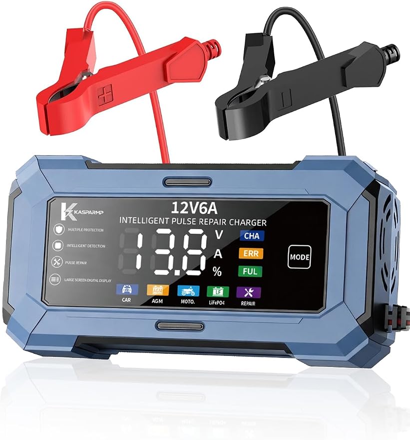 Car Battery Charger Battery maintainer for Automatic trickle Charger with Pulse Repair & Digital Display trickle Charger for car Battery 12v 6A Compatible with CAR AGM Moto LiFePO4 Batteries