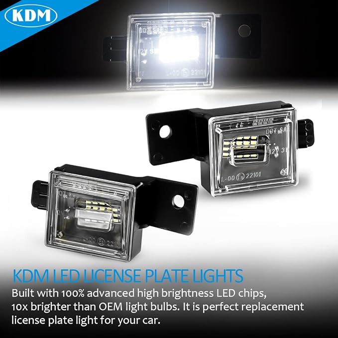 KDM LED License Number Plate Lights fit for 2014-2021 Chevy Silverado GMC Sierra 1500 2500HD 3500HD Colorado Canyon Sierra for Pickup Truck Rear License Plate Tag Lights,6000K Black Housing 2Pcs Pack