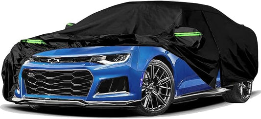 Car Cover for Camaro，Waterproof All Weather Protection | Custom Fit，Rain & Snow Proof，Windproof，Reflective Strips，Side Door Zipper Design, Indoor&Outdoor Full Exterior