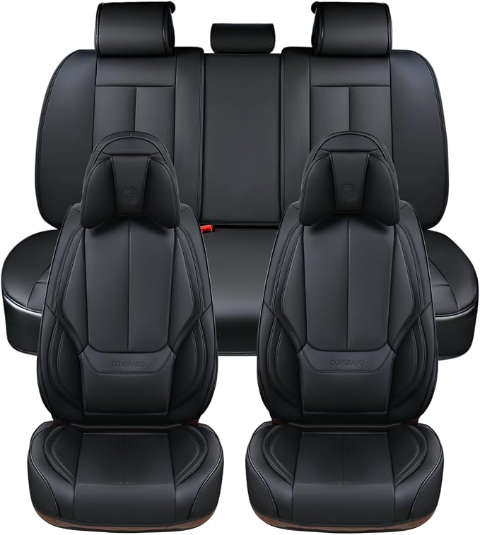Coverado Car Seat Covers, Seat Covers for Cars, Waterproof Leather Auto Seat Protectors, Leather Car Seat Cushion, Car Interiors Accessories Universal Fit for Most Cars