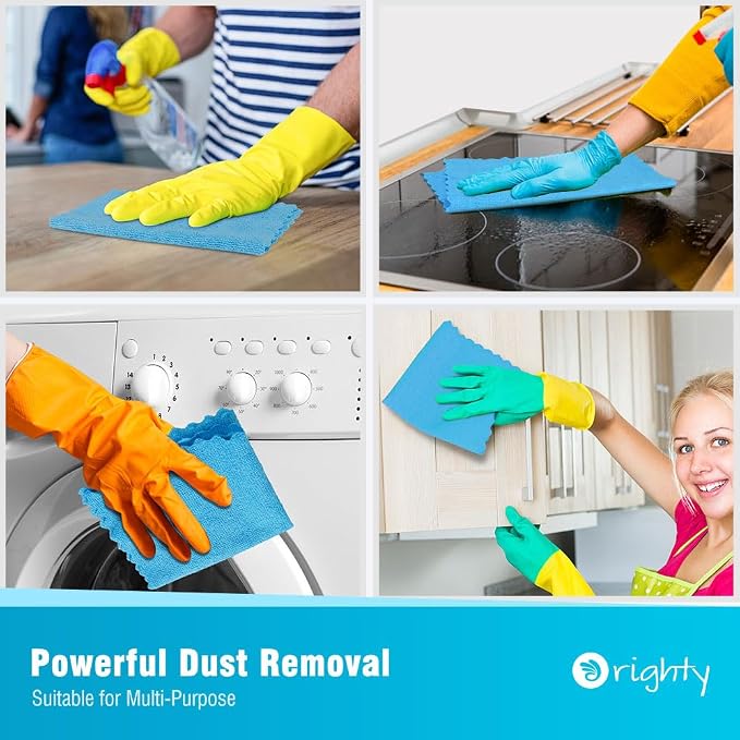 Orighty Microfiber Cleaning Cloth Bulk, 100 Pack, 11.5x11.5 inch, Blue | Microfiber Towels for Cars, Multi-Purpose Shop Towels, Soft Highly Absorbent Cleaning Rags for Car, Home, Kitchen