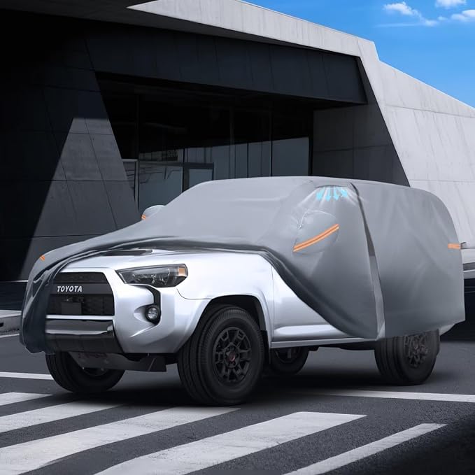 Waterproof Toyota 4Runner(2002-2026) Car Cover with Breathable Vents, [Upgrade] Premium Covers with Cotton Liner and Zipper Door, Sun Rain Snow Dust Uv Protection.(Gift with Towel)