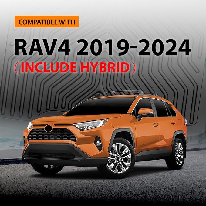 G-PLUS TPE Floor Mats Fit for Toyota RAV4 2019-2025 (Include Hybrid) | All Weather Protection,Non-Slip,Custom Fit Floor Cargo Liner,TPE Full Coverage,1st & 2nd Row,Black,3PCS