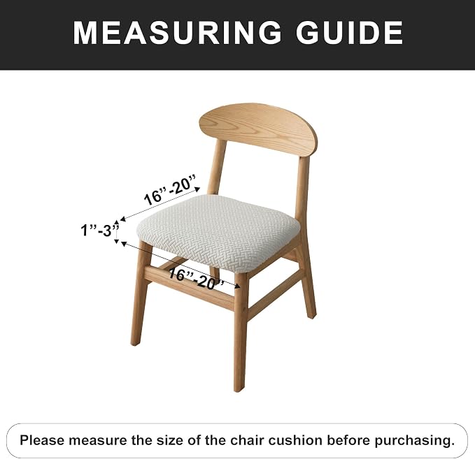 Genina Seat Covers for Dining Room Chair Seat Slipcovers Kitchen Chair Covers (White, 2 Pcs)