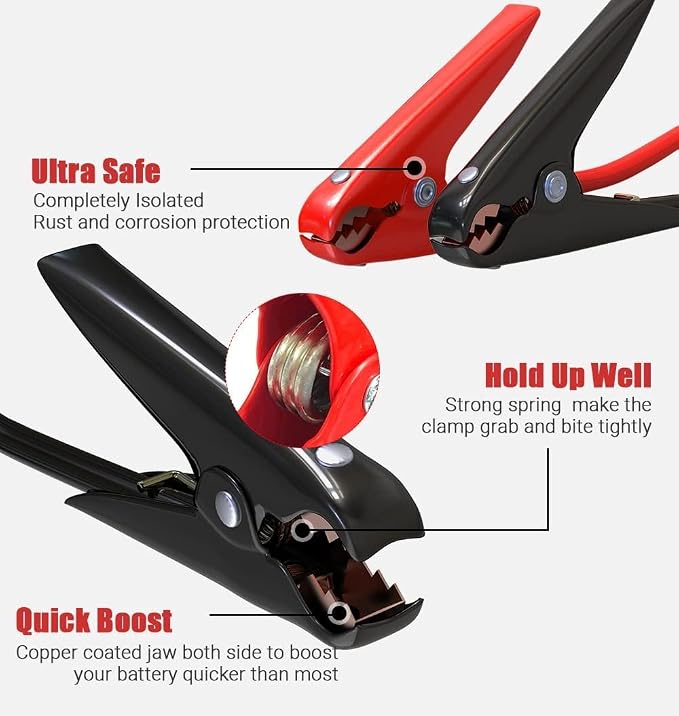 Jumper Cables Heavy Duty 1 Gauge 1GA 30 FT with Quick Connect Plugs Travel Bag for Truck SUV Car