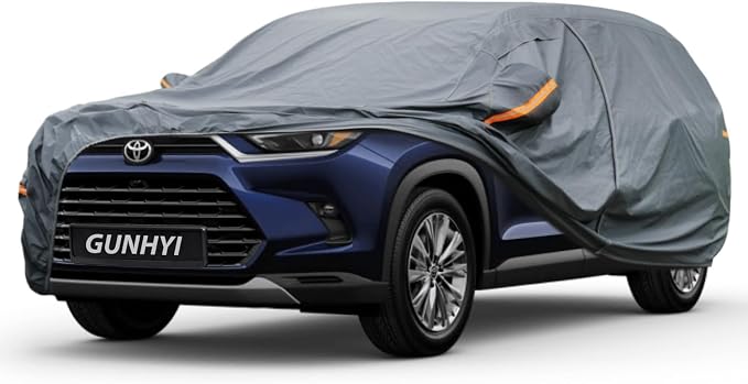 GUNHYI Premium Car Cover Custom Fit Toyota Grand Highlander, 16 Layers Heavy Duty Car Cover Waterproof All Weather with Zipper Door for Sun Rain Snow Dust Uv Protection