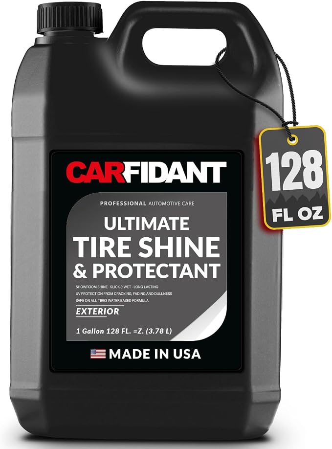 Carfidant Car Tire Shine 1 Gallon - Tire Dressing & Rubber Protectant - Dark, Wet Look with No Grease and No Sling!