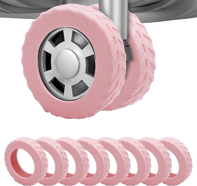 8Pcs Luggage Wheel Covers,Fits 2-2.4'' Suitcase Wheel, Pink | Carry On Luggage Wheels Protector,Upgraded Luggage Travel Accessories,Helps reduce daily rolling noise and surface wear.