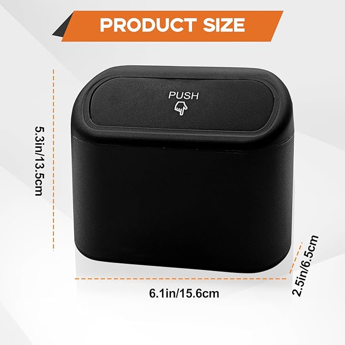 Car Trash Can, Mini Portable Car Bin with Lid & with 1 Roll Trash Bag, Leakproof Hanging Cars Storage Bag Container for Car, Home and Office (Black)