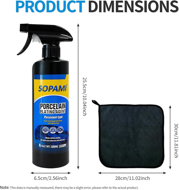 SOPAMI 3-Pack Advanced Car Coating Spray, Quick-Acting Polish & Wax | for Scratch Removal, Waterless Wash, and Glass Oil Film Cleaning （500ml/16.91Ounces）