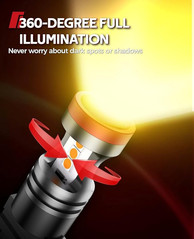 Torchbeam 3157 3156 LED Bulbs, Amber Yellow LED Turn Signal Lights Bulbs, 400% Brighter 3156 3057 3457 4157 LED Bulb with Projector Replacement for Directional Blinker Parking Side Marker Lights