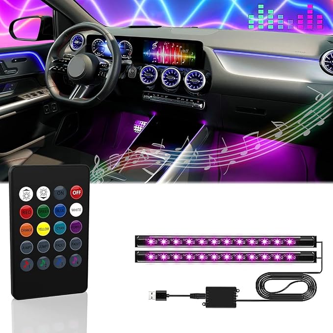 Car LED Interior Lights,Interior RGB Lights,8 Colors Car Atmosphere Lights,Car LED Strip Light with,Sync Music,5V USB Car Led Lights.