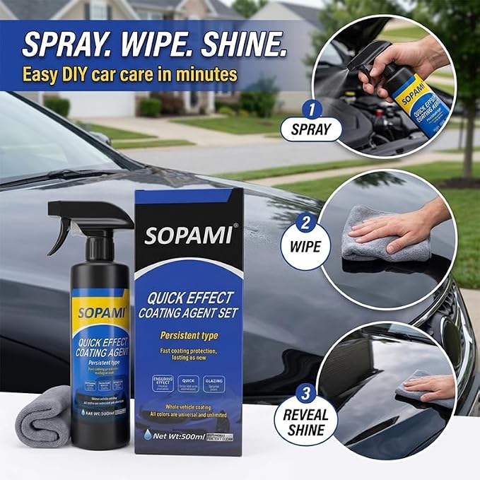 Sopami Ceramic Paint Sealant, Ceramic Coating Maximum Gloss | Shine ceramic wax, car coating spray Extremely Hydrophobic Ceramic Spray Coating for Cars, RVs, Motorcycles, Boats, and ATVs