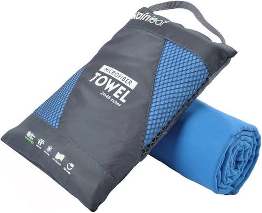 Rainleaf Microfiber Towel Quick Dry Camping & Travel & Gym Towel. Compact | Super Absorbent, Lightweight, Fast Drying. Suitable for Beach, Bath, Backpacking, Hiking, Swim.