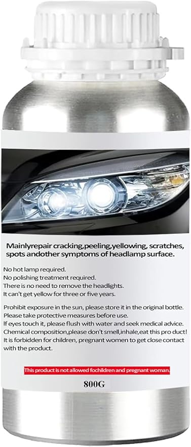 Pmbqifay 800g Headlight Restoration Liquid, Car Headlight Repair Fluid, Headlight Repair Polish Kit Refill Bottle for Repair Headlight Yellowing, Haze, Oxidation, Scrashes