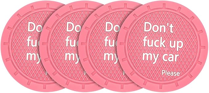 8sanlione Car Cup Coaster, 4Pcs 2.75 Inch Auto Cup Holder Insert Coasters, Non-Slip Waterproof Embedded Drink Mat, Automotive Interior Accessories for Men and Women (D Pink/4PCS)