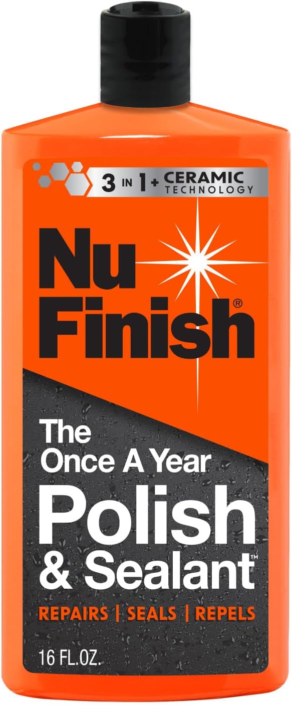 Nu Finish Once a Year Polish and Sealant - Professional Car Polish, 3-in-1 Ceramic Technology to Repair Scratches & Protect Paint, Gift for car Lovers
