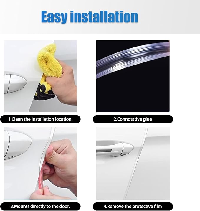 Car Door Edge Protector, 16.4Ft Anti-collision Silicone Trim, U Shape Soft Car Door Edge Protection Strip, Universal for Most Cars, Trucks, SUVs (Transparent)