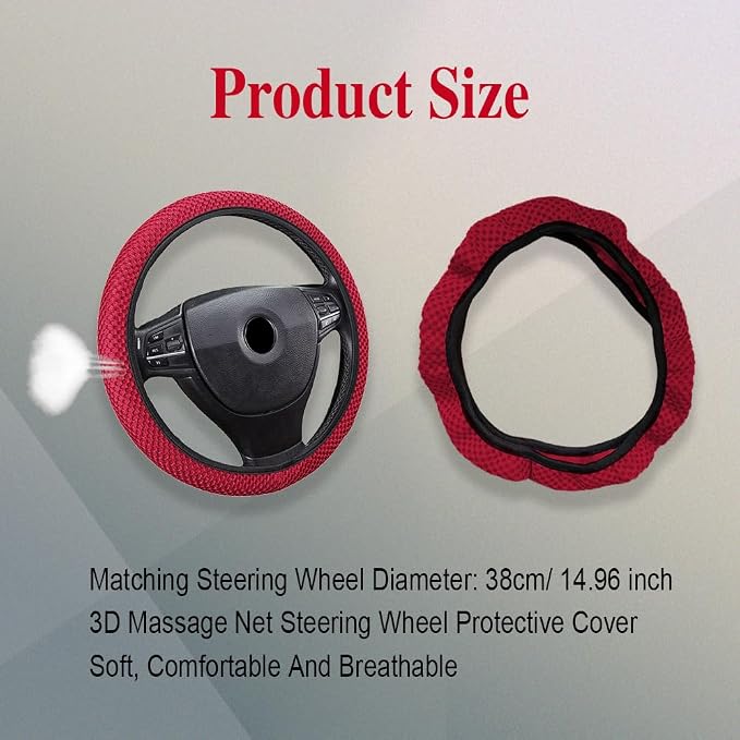 HAOBO Elastic Stretch Steering Wheel Cover, 15 Inch Automotive Steering Wheel Cover, Comfy Breathable Stretch Steering Wheel Protector, Ice-Silk Cloth Polyester Steering Wheel Cover for Men Women