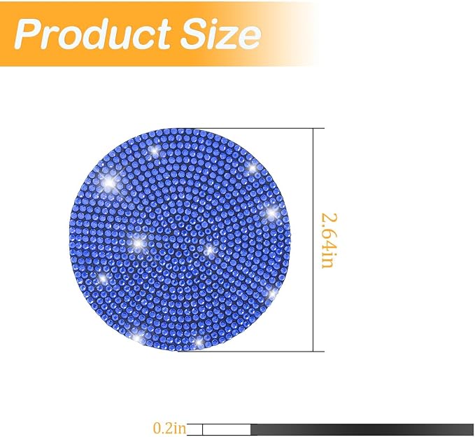 Osilly Bling Car Cup Holder Coaster, 2 Pack Crystal Rhinestone Anti-Slip Insert Coasters, Universal 2.75 Inch Fashion Automotive Cup Mat, Car Interior Accessories Decor Gifts for Women (Dark Blue)