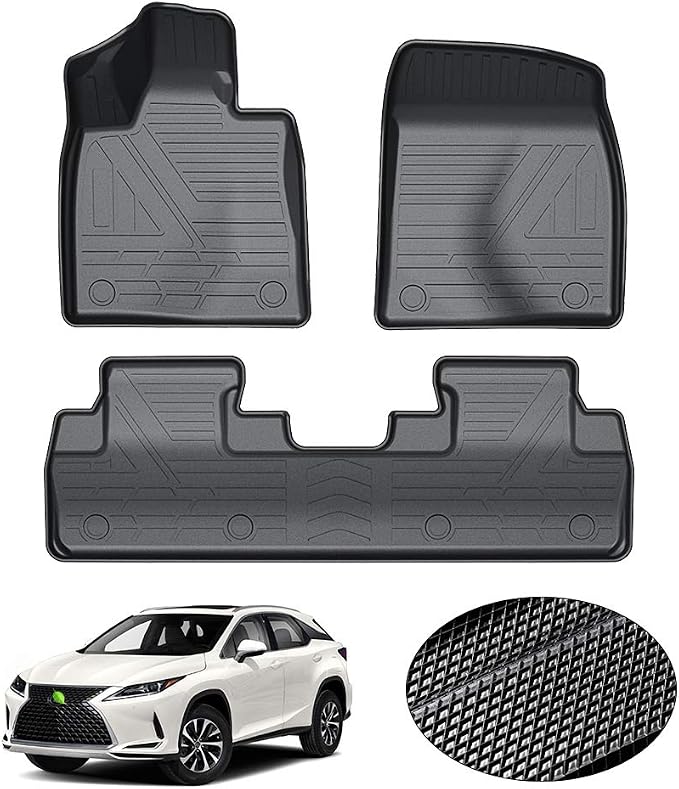 KUST All Weather Floor Mats for 2016-2022 Lexus RX RX350/RX450h, 2018-2022 RXL (NOT for 2023 Lexus RX) Custom Fit Floor Liners 2 Row Liner Set Black Non-Slip