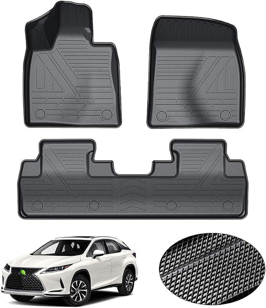 KUST All Weather Floor Mats for 2016-2022 Lexus RX RX350/RX450h, 2018-2022 RXL (NOT for 2023 Lexus RX) Custom Fit Floor Liners 2 Row Liner Set Black Non-Slip