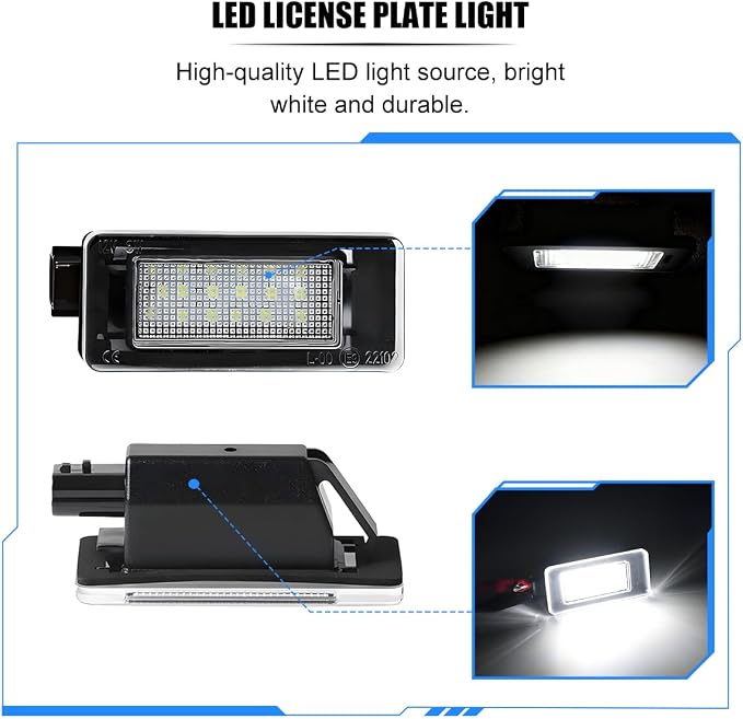 1 Pair Car LED License Plate Light, High Bright Vehicle Rear Tag Lamp Assembly, Automotive License Plate Lighting Kit Replacement, Compatible with Serena Altima Sentra