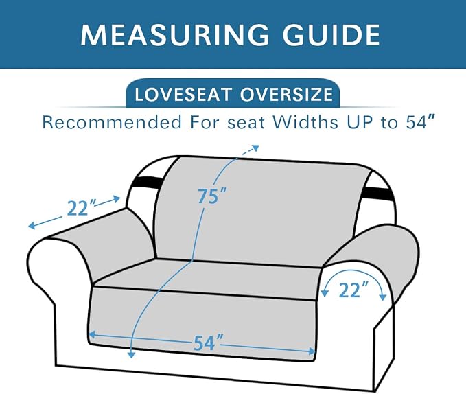 H.VERSAILTEX Loveseat Slipcover Reversible Loveseat Cover Seat Width Up to 54" Water Resistant Couch Cover with Elastic Strap Quilted Furniture Protector for Pets(Oversized Loveseat, Grey/Beige)