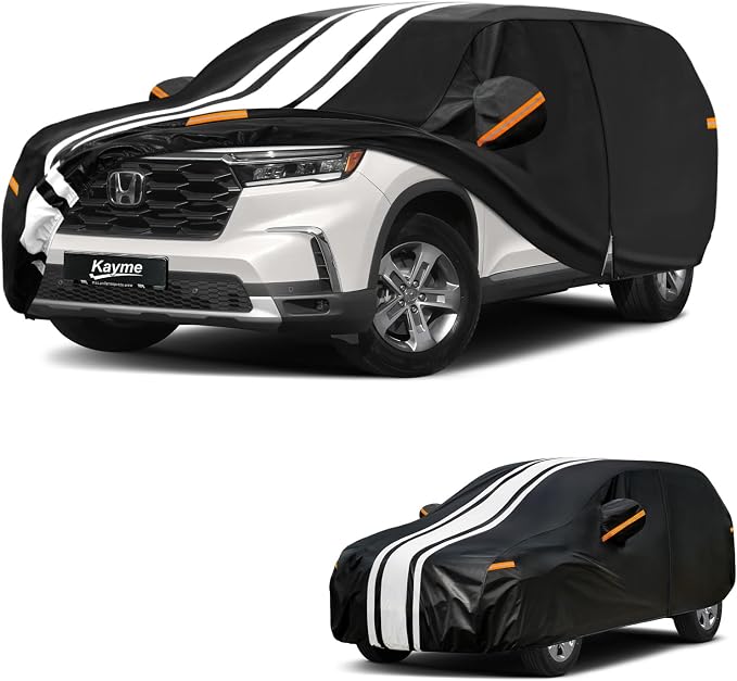 Kayme Heavy Duty Car Cover Custom Fit for Honda Pilot (2002-2026) Waterproof All Weather for Automobiles, Gift with Tape/Towel, Outdoor Full Exterior Cover Rain Snow Sun UV Protection.