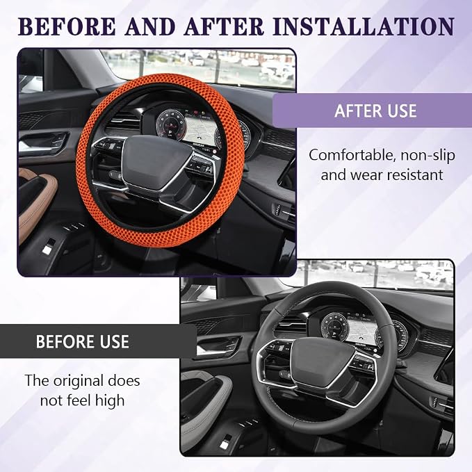 Elastic Stretch Steering Wheel Cover, Steering Wheel Cover, 15" Breathable Auto Steering Wheel Protector, Universal Car Accessories Comfortable Non-Slip Vehicle Steering Wheel Covers for Women Men