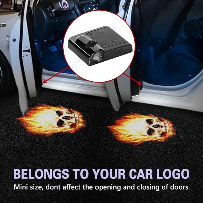 Zufoty 2PCS Car Door Light Projector, Wireless LED Car Door Paste Welcome Courtesy Light, LED Courtesy Ghost Shadow Welcome Lamp, Universal Car Accessories Fits Most Car SUV Truck
