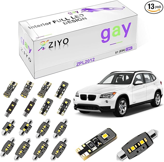 ZIYO ZPL2012 (13 Bulbs) LED Interior Light Kit Replacement for BMW E84 X1 2009-2015 Accessories, 6000K Xenon White Dome Light Bulbs Upgrade Error Free