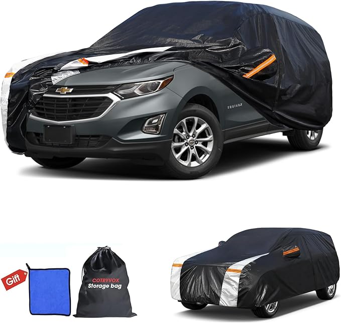 Chevrolet Equinox Car Cover 100% Waterproof All Weather, Gift with Towel, 10 Layers SUV Car Cover Custom Fit 2005-2026 Chevry Equinox, Full Exterior Covers Rain Sun UV Protection with Door Zipper.