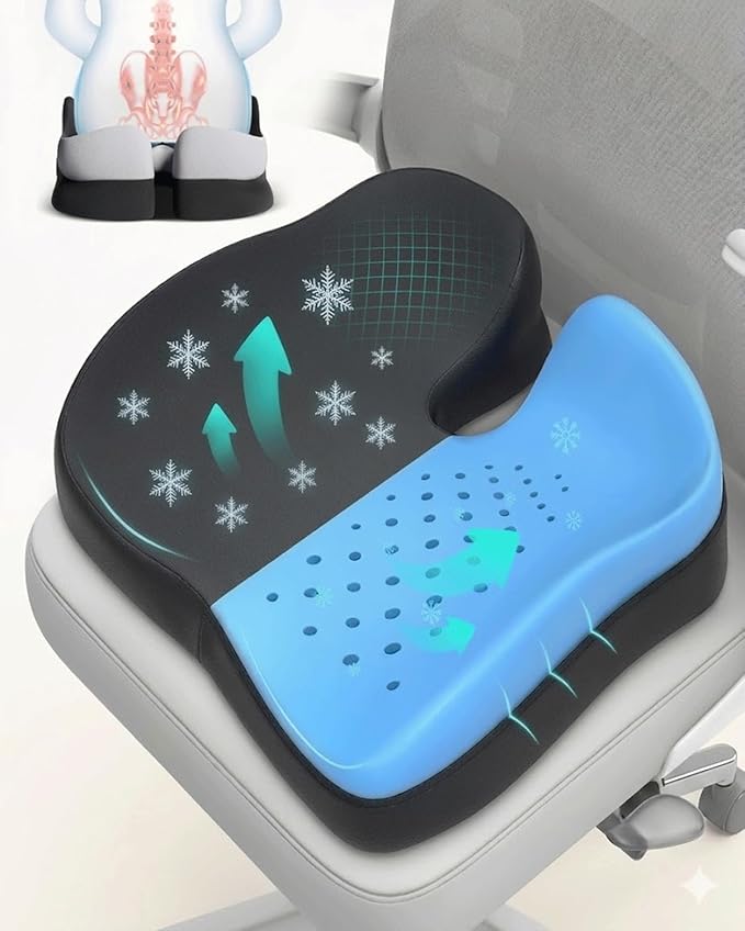 Memory Foam Ergonomic Seat Cushion for Office Chairs Pain Relief | Suitable for prolonged sitting, relieves tailbone pain, fits office chairs, wheelchairs, car seats and computer desk chairs