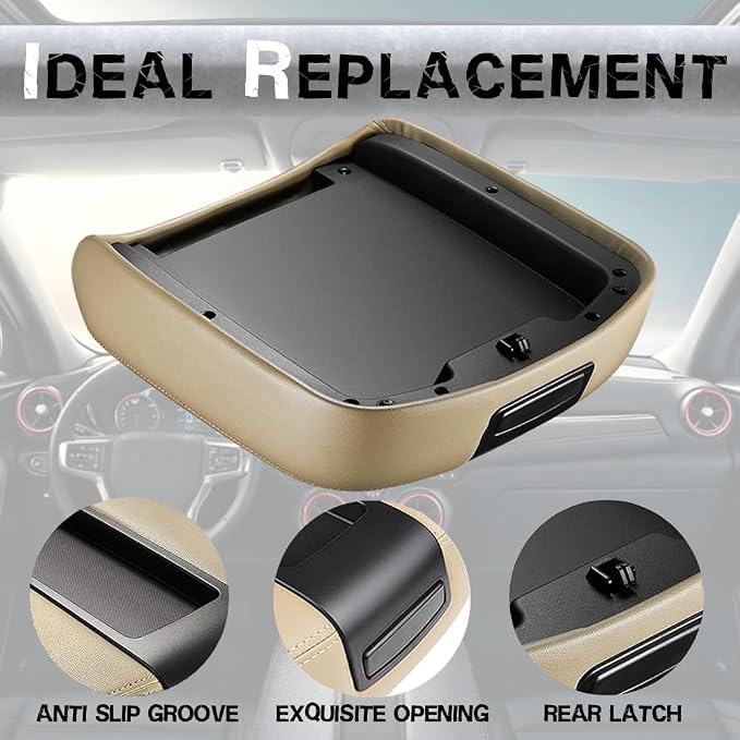 Upgrade Center Console Armrest lid Cover for Chevy GMC, 19328711, Beige | For Silverado/Sierra 1500 2500HD 3500HD 2007-2013, Suburban1500/2500HD/3500HD, Avalanche, Yukon/Yukon XL & Tahoe 2007-2014