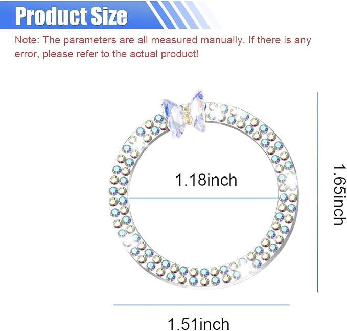 Bling Butterfly Car Engine Push Start Button Ring Sticker (Color) | Crystal Rhinestone Auto Key Ignition Knob Ring Emblem, Sparkling Auto Interior Decoration Accessories for Women