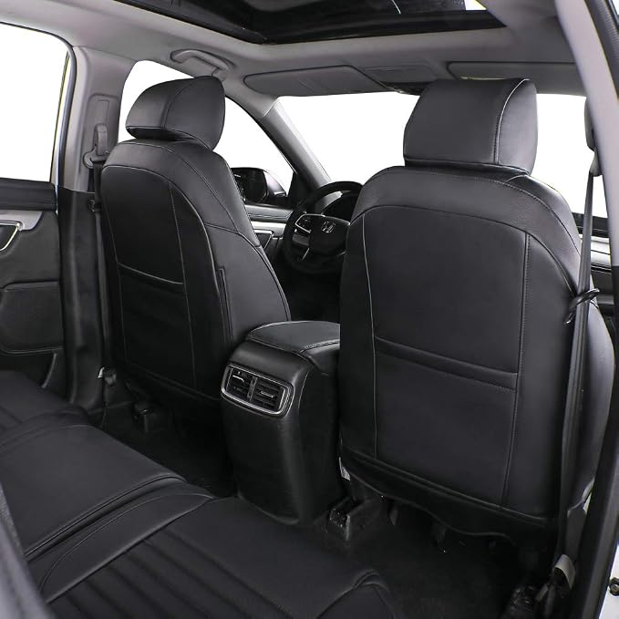 EKR Car Seat Covers for Honda CRV 2012-2014 LX Leatherette Full Set | Custom Fit for Honda CRV 2012 2013 2014 LX ,Factory-Style Interior Upgrade,Easy-Wipe,Faux Leather(Black)