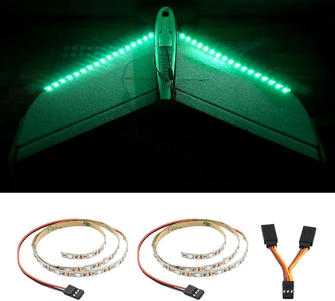 LED Light Strip for RC Fixed Wing Airplane Flying Wing Plane AR Wing Drone Model Car Truck (Green)