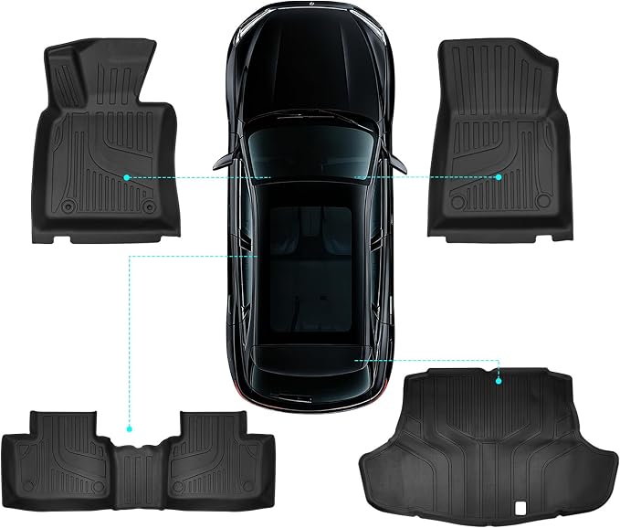 for Toyota Camry 2025 2026 Floor Mats, Full Set All-Weather TPE Laser Custom Fit Floor Liners, Black Automotive Accessories for Camry Hybrid/LE/SE/XLE/XSE