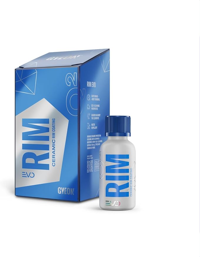 GYEON Rim Ceramic Wheel Coating Kit Brake Dust Repellent Self-Cleaning 30ml | SiO2 ceramic wheel coating repels brake dust and road grime so wheels stay cleaner and rinse off faster between washes.