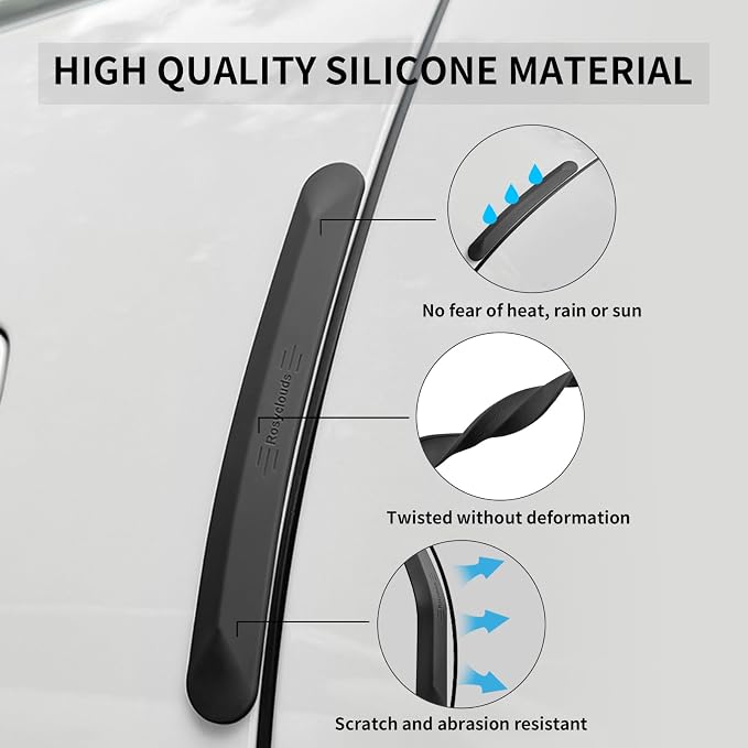 4PCS Universal Car Door Protectors, Door Edge Guards for Car, Truck, SUV, Car Accessories Exterior Easy to Install with Self-Adhesive, Silicone, Crash and Scratch Resistant