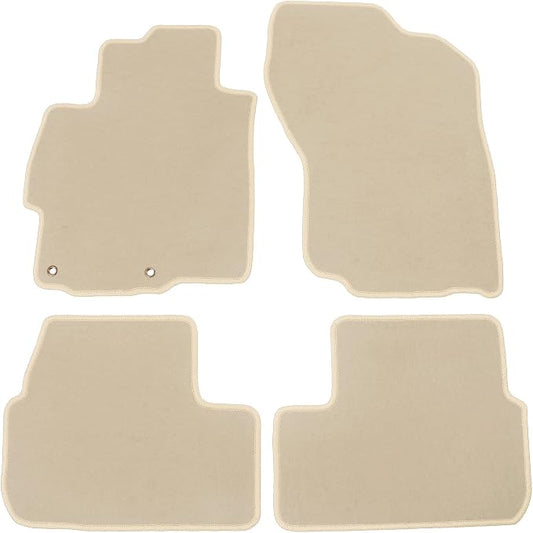 Fit 2008-2017 Mitsubishi Lancer Floor Mats Nylon Beige | IKON MOTORSPORTS, 4PCS Auto Car Front Rear Car Mats Carpets Replacement Factory Fitment 2009 2010 2011 2012 2013 2014