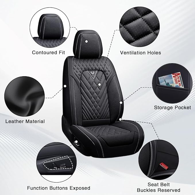 Fit for Toyota Venza Seat Covers 2009-2026,Premium Leather, 360° Full Protection, Thick Padding & Memory Foam, Waterproof & Stain-Resistant Car Seat Cover Full Set (5 Seat,Black)