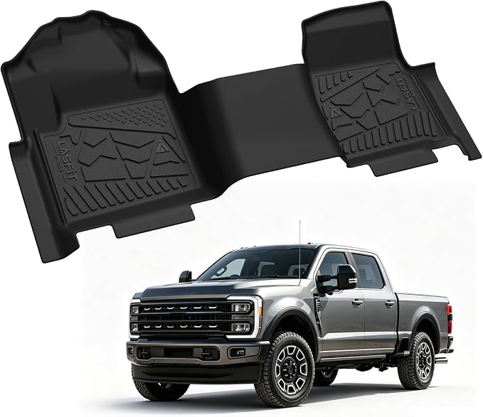 LASFIT Floor Mats for Ford F250 F350 F450 2017-2026 Regular Cab Front Bench Seat (Not Fit Row Bucket Seating) Vinly Floor Super Duty All Weather Protector TPE Car Floor Liner, only 1st, 1pcs Black