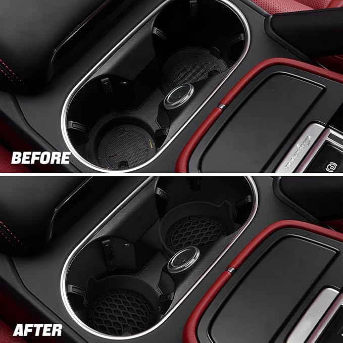 Zpana 4PCS Car Cup Holder Coasters, Silicone Non-Slip Vehicle Cup Recessed Mats, Sift-Proof Automotive Interior Drink Insert Decor Accessories, Universal for SUV, Sedan, Truck (Black)