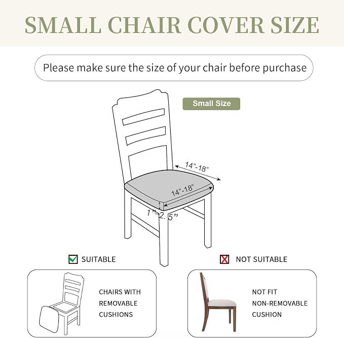 Waterproof Chair Seat Covers Set of 6 for Dining Room, Stretch Removable Washable Dining Chair Seat Slipcovers for Home, Restaurant, Banquet,Kitchen Chair Seat Cushion Protector(Khaki, Small)
