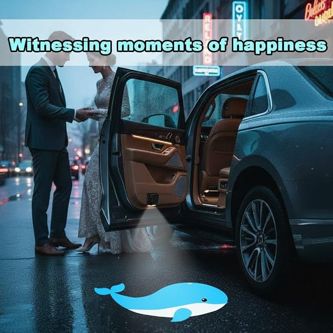 2PCS Mushroom Frog Car Door Lights Projector,Wireless LED Welcome Puddle Lights,Magnetic Logo Projector Door Light Decor Car Accessories Frog Gifts for Women Men,Suitable for All Vehicles Motorcycle