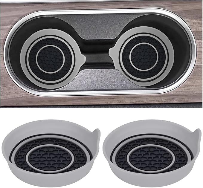 Mandark Car Cup Holder Coaster, 2.75 Inch Non-Slip Vehicle Cup Holder Insert Mats, Dustproof Automotive Interior Console Cup Insulated Pads Accessories, Universal for SUV, Sedan, Truck (Gray)