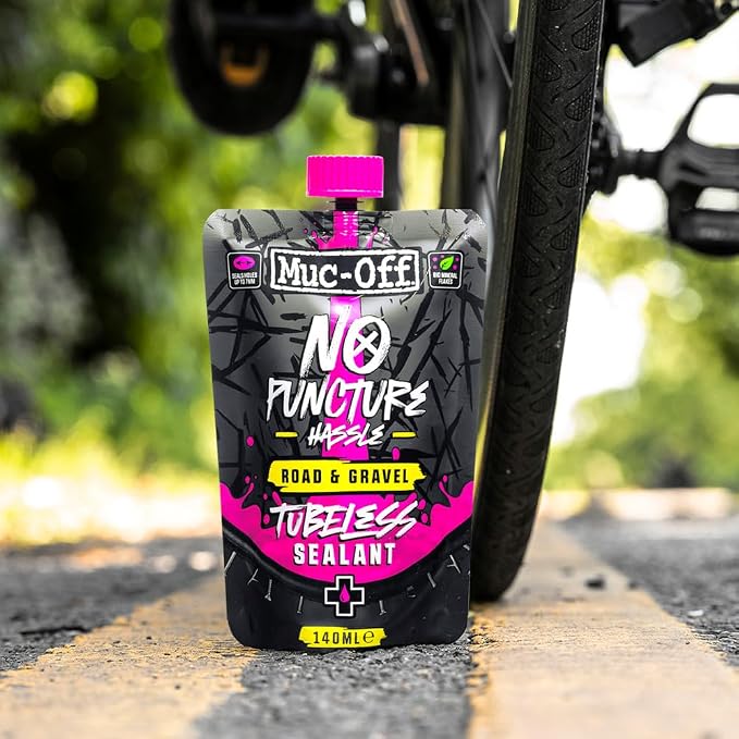 Muc-Off Road & Gravel Tubeless Tire Sealant | High-Pressure Puncture Sealant for Road & Gravel Bikes | Seals Holes up to 7mm | Works Up to 110 PSI